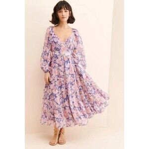 Anthropologie ASTR The Label Jannika Wrap Midi Dress Floral Size S